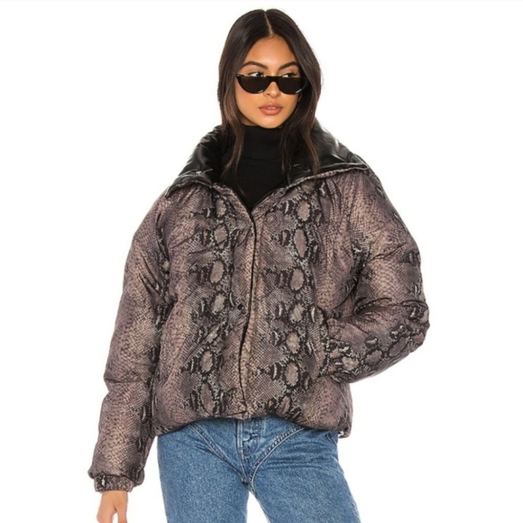 New BlankNYC x Revolve Reversible Snake Print Puffer Jacket - Picture 3 of 10